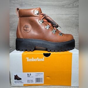 Timberland Women's Boots Stone Street Mid Lace Rust Full Grain Size 9.5 NEW